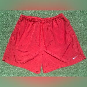 VTG 90’s Nike Embroidered Swoosh White Tag Red Windbreaker Shorts Men’s Size XL